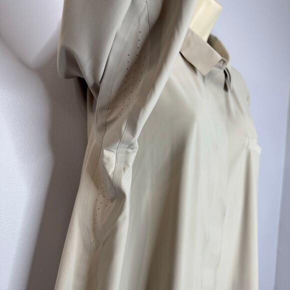 ATHLETA Urbanite Top Blouse Shirt Stretch Beige Commute Work Travel Sz XL - Picture 12 of 15